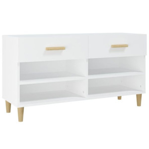 Szafka na buty, biała, 102x35x55 cm, materiał drewnopochodny