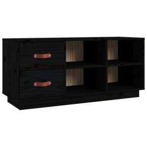 Szafka na buty, czarna, 100x34x45 cm, lite drewno sosnowe