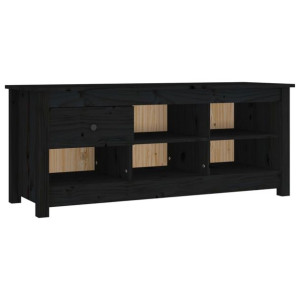 Szafka na buty, czarna, 110x38x45,5 cm, lite drewno sosnowe