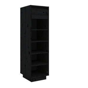 Szafka na buty, czarna, 34x30x105 cm, lite drewno sosnowe