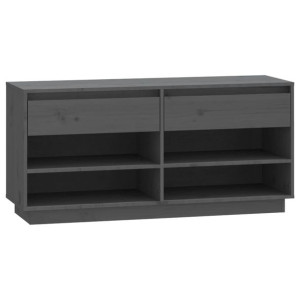 Szafka na buty, szara, 110x34x52 cm, lite drewno sosnowe