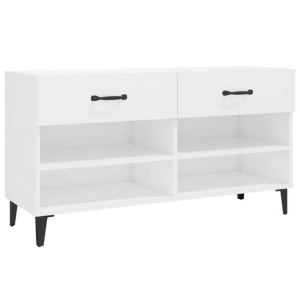 Szafka na buty, wysoki połysk, biała, 102x35x55 cm