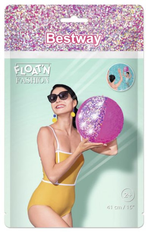 Piłka Plażowa 41cm Różowa Z Drobinkami Brokatu