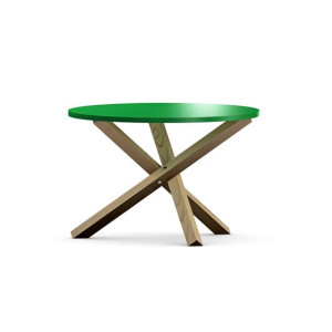 ZIELONY, OKRĄGŁY skandynawski STOLIK KAWOWY, drewniany stelaż, FI68CM
