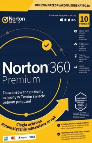 Norton 360 Premium 10 Pc 1 Rok +75gb + Secure Vpn