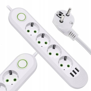 PRZEDŁUŻACZ APPIO listwa 2m 4 gniazda + 3x USB