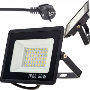 Halogen NAŚWIETLACZ LED 50W 4500lm SLIM z wtyczką