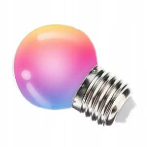 Żarówka E27 LED kulka 1W RGB Kolorowa Świąteczna