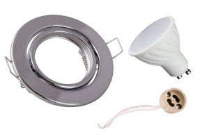 Zestaw Oprawa okrągła chrom GU10 LED 10W ciepła