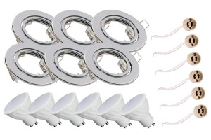 6x Oprawa okrągła chromowa + GU10 LED 10W zimna