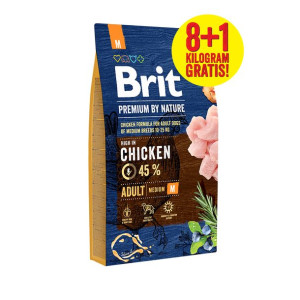 BRIT Premium By Nature Adult M 8kg+1kg GRATIS!
