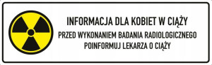 Tabliczka promieniowanie informacja kobiet ciąża27x9