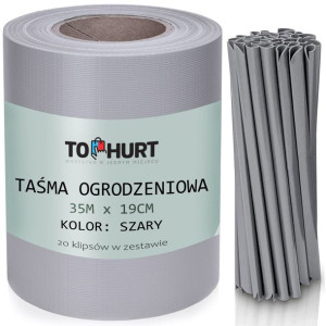 Taśma Ogrodzeniowa Płot Ogrodzenie 19cmx35m Szara