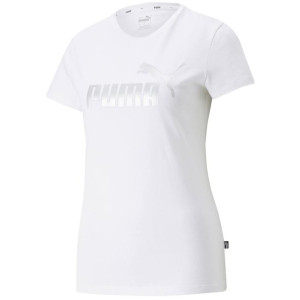 Koszulka damska puma ess+ metallic logo tee biała 848303 02