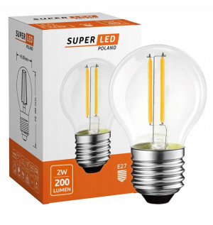 Żarówka LED E27 Filament 2W Edison Ozdobna G45