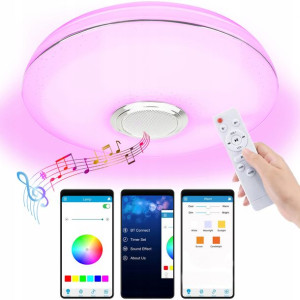 Lampa plafon LED RGB GŁOŚNIK Bluetooth 40w + PILOT