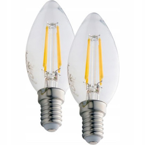 2x Żarówka E14 LED FILAMENT 4W CIEPŁA świeca SZKŁO