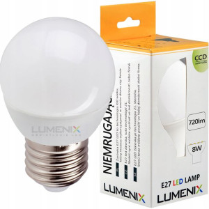 Żarówka LED E27 720lm 8W 80W KULKA CIEPŁA