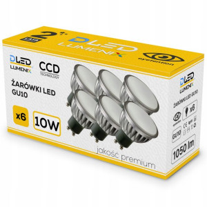 6x Żarówka LED GU10 10W 230V ściemniana DIM Zimna