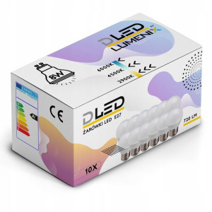 10x Żarówka LED E27 720lm 8W 80W KULKA CIEPŁA