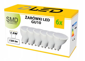 6x Żarówka LED GU10 160lm 1,5W ZIMNA