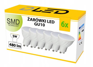 6x Żarówka LED GU10 550lm 5W CCD ZIMNA