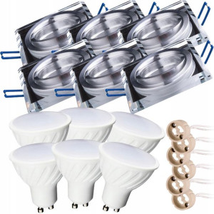 6x Zestaw oprawa ruchoma kwadratowa + GU10 LED 10W