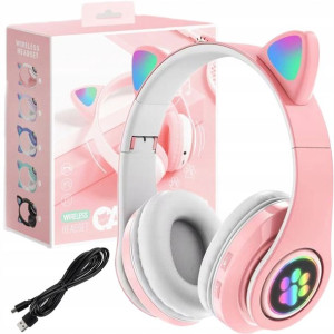 Słuchawki Dla Dzieci Bluetooth Led Rgb Kocie Uszy