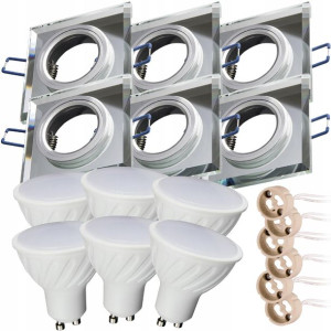 6x Oprawa kwadratowa lustrzana GU10 5W neutralna