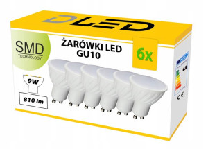 6x Żarówka LED GU10 950lm 9W CCD CIEPŁE