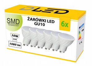 6x Żarówka LED GU10 1080lm 10W CCD ZIMNA