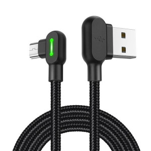 Kabel kątowy Mcdodo CA-5280 USB-A/microUSB LED, 1.8m (czarny)