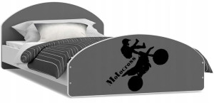 Łóżko młodzieżowe 200x90 szary + materac CROSS