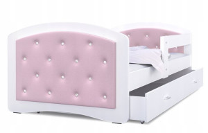 Łóżko tapicerowane 160x80 szuflada + materac MEGI