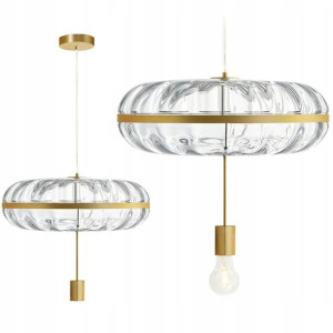 Lampa Sufitowa Wisząca Metalowa Złota Glamour