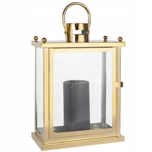 Lampion Latarnia Gold Na Świece Metal Świecznik