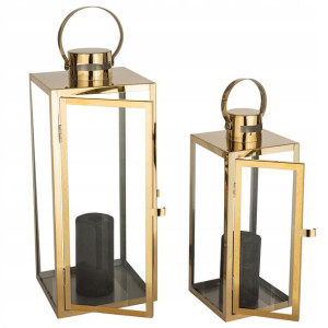 Lampiony Latarnie Zestaw 2 Szt Gold XXL Na Świece