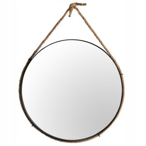 Lustro Czarne na Linie Sznurze 60 cm Loft Okrągłe