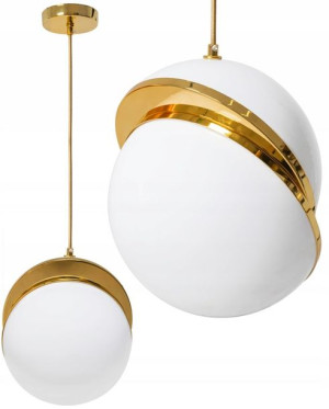 Lampa Sufitowa Wisząca Akrylowa Kula Biała Złota