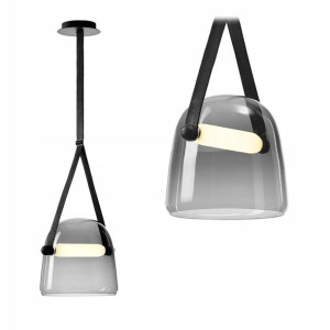 Lampa Sufitowa Wisząca Szklana Na Pasku Grey LED
