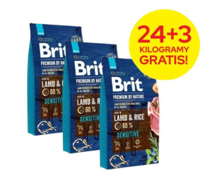 BRIT Premium By Nature Sensitive Lamb 24kg+3kg GRATIS!