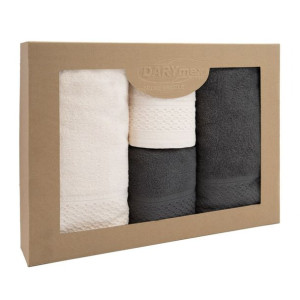 Ręcznik D Bawełna 100% Solano Krem + Ciemny Popiel (P) 2x50x90+2x70x140 kpl