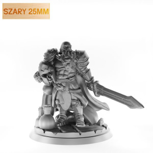 Figurka Rpg - Seria Humanoidy - Krasnolud Paladyn A - Szary 25 Mm