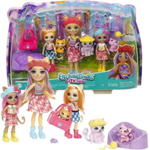Enchantimals Lalka Rodzina Kotków 3 Lalki + Kotki