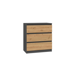 Komoda Malwa 3 Szuflady - Antracyt / Dąb Artisan