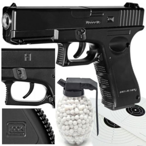 Metalowy Pistolet Na Kulki Glock 17 / 100% METAL + Granat Kulek Bezszw.