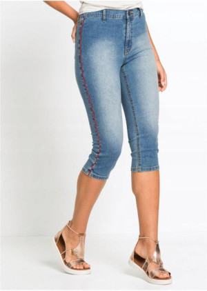 Bonprix Spodnie Rybaczki 3/4 Z Lampasami Stretch Jeansy 38-40 917544