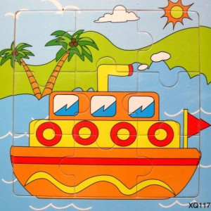 Edukacyjne Puzzle Drewniane 9el. Statek