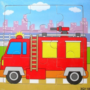 Edukacyjne Puzzle Drewniane 9el. Straż Pożarna