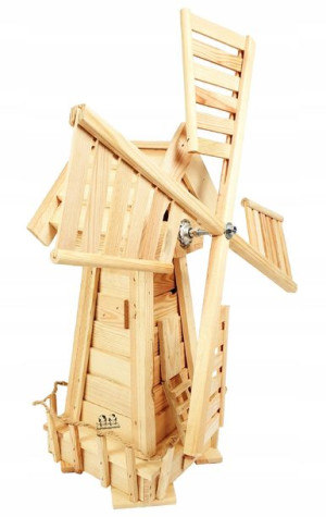 Wiatrak Młyn Drewniany Naturalny Dekoracyjny Ozdoba Tarasu Działki 73Cm